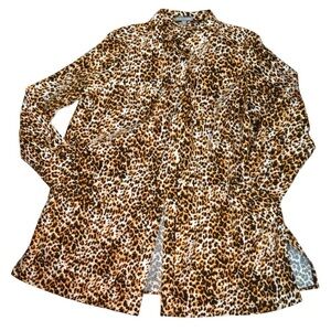 Jessica London‎ Cotton Spandex Cheetah Print Tunic Shirt Dress Size 22W